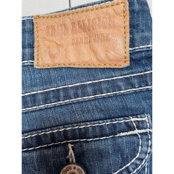 True Religion‎ Low Rise Cut Off Button Flap Pocket Denim Jean Shorts Size 27 - Picture 3 of 9
